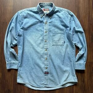 Dickies Denim Workwear Shirt Men’s Large – Distressed Faded Cotton